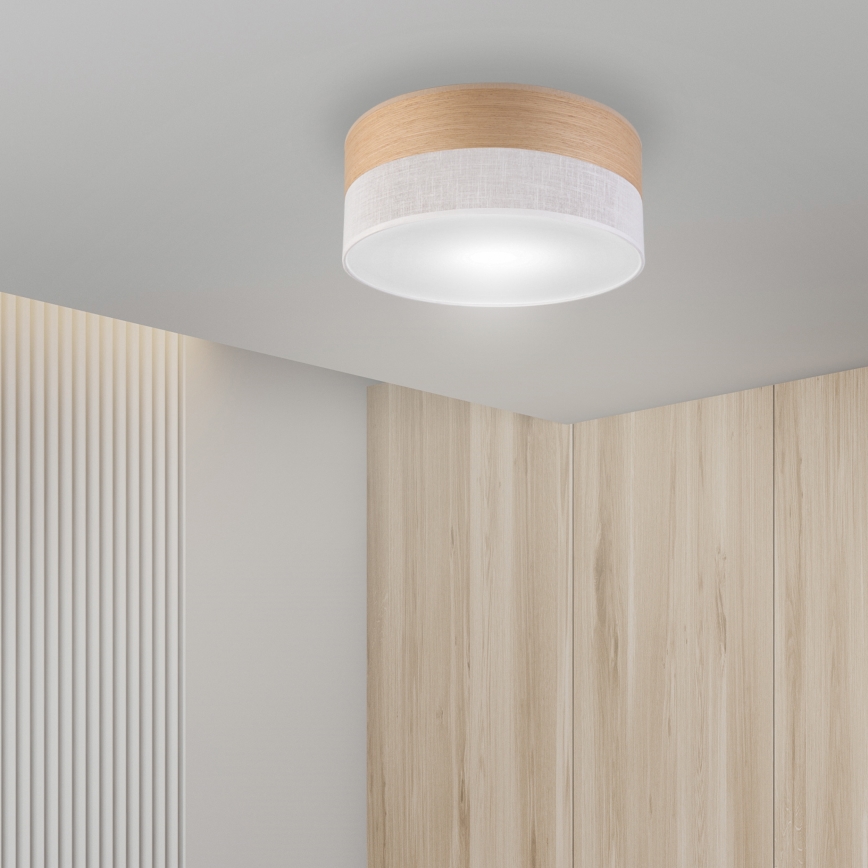 Плафон SIRJA WOOD 1xE27/15W/230V Ø 35 см бял/дъб