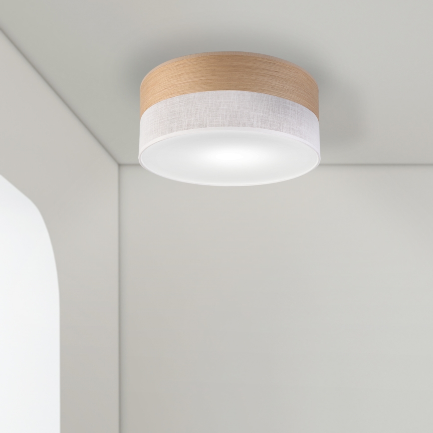 Плафон SIRJA WOOD 1xE27/15W/230V Ø 35 см бял/дъб