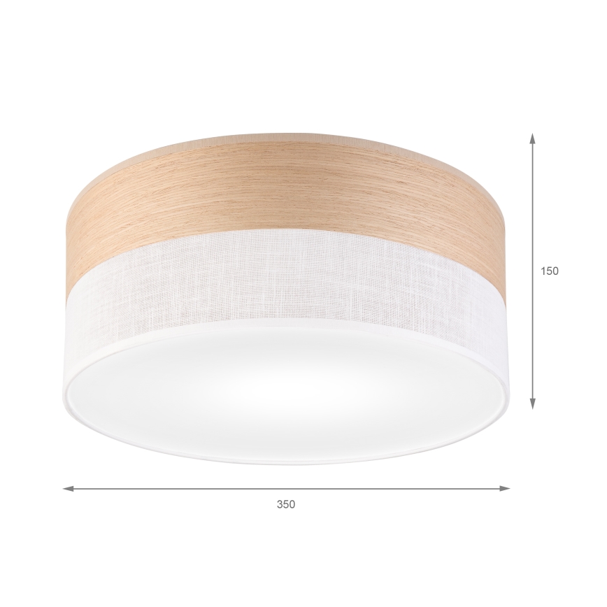 Плафон SIRJA WOOD 1xE27/15W/230V Ø 35 см бял/дъб