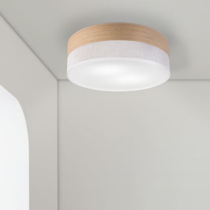 Плафон SIRJA WOOD 2xE27/15W/230V Ø 45 см бял/дъб