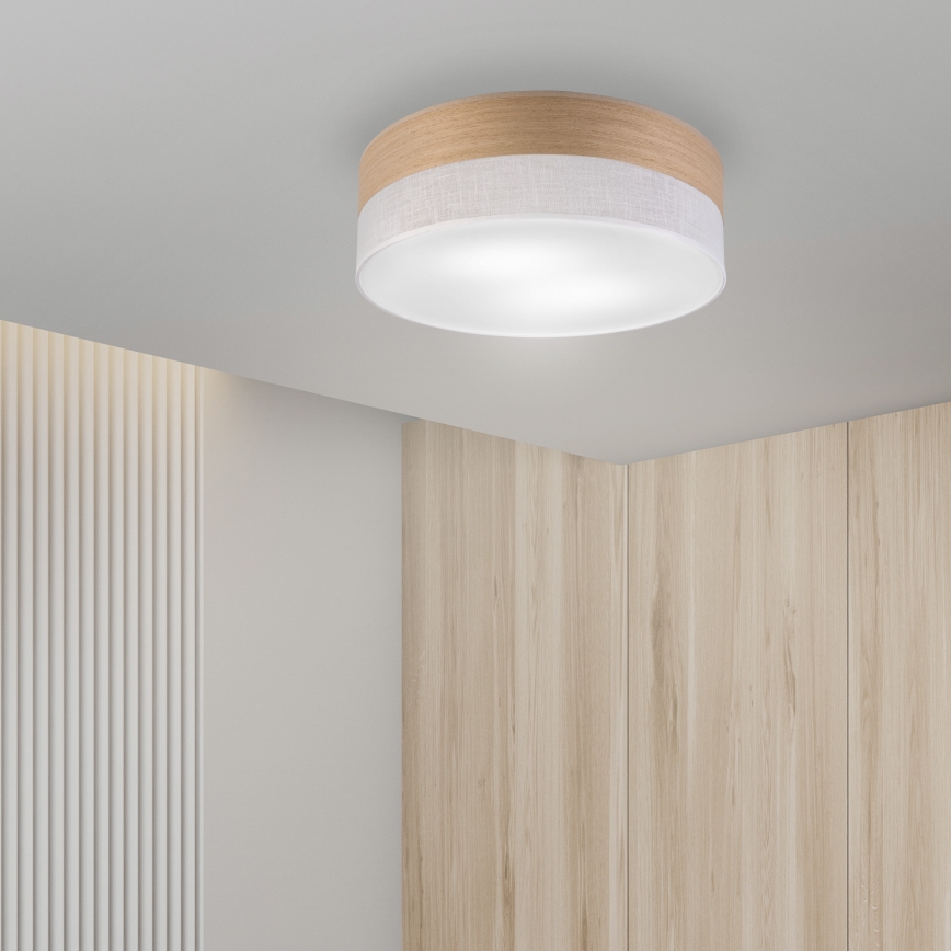 Плафон SIRJA WOOD 2xE27/15W/230V Ø 45 см бял/дъб