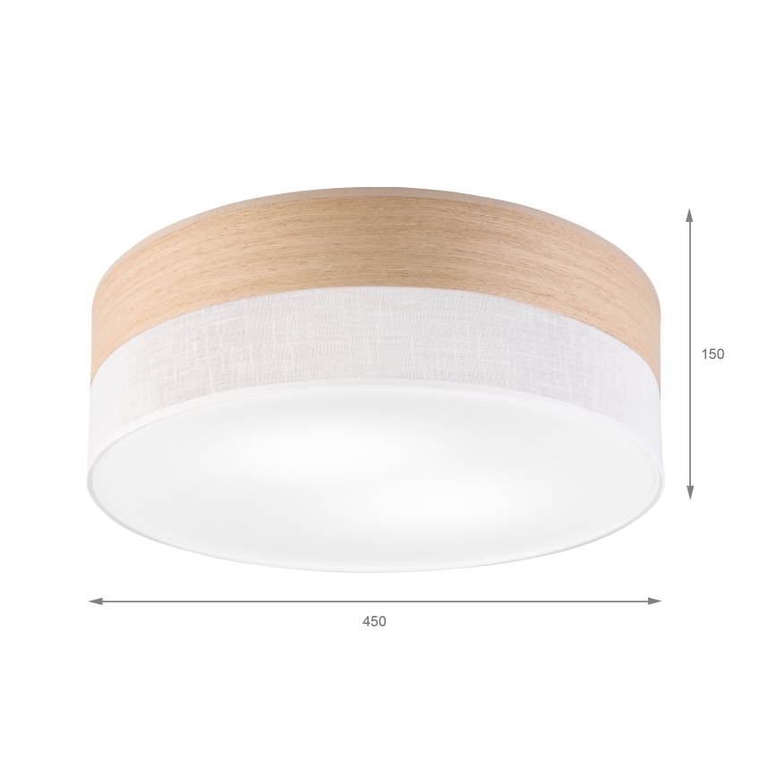 Плафон SIRJA WOOD 2xE27/15W/230V Ø 45 см бял/дъб