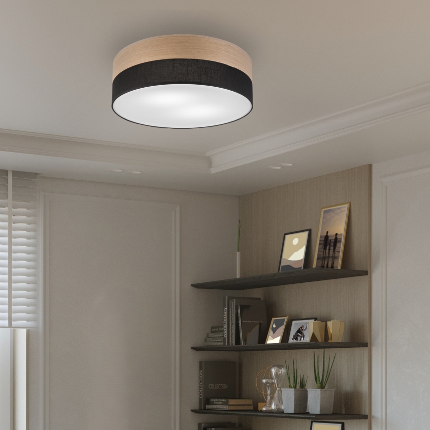 Плафон SIRJA WOOD 2xE27/15W/230V Ø 45 см черен/дъб