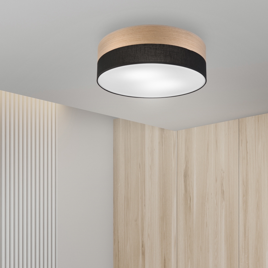 Плафон SIRJA WOOD 2xE27/15W/230V Ø 45 см черен/дъб
