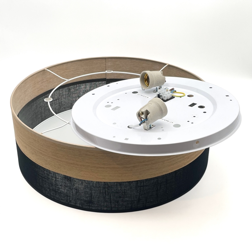 Плафон SIRJA WOOD 2xE27/15W/230V Ø 45 см черен/дъб