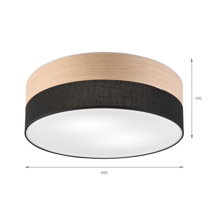 Плафон SIRJA WOOD 2xE27/15W/230V Ø 45 см черен/дъб