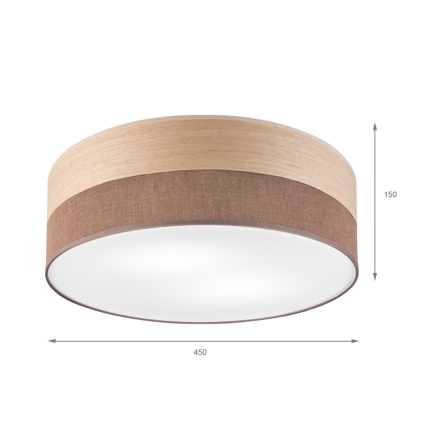 Плафон SIRJA WOOD 2xE27/15W/230V Ø 45 см кафяв/дъб