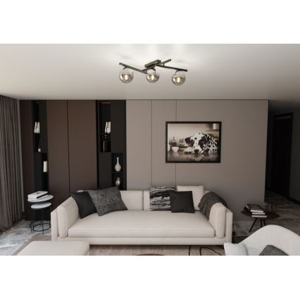 Плафон SMART 3xE14/10W/230V черен/сив