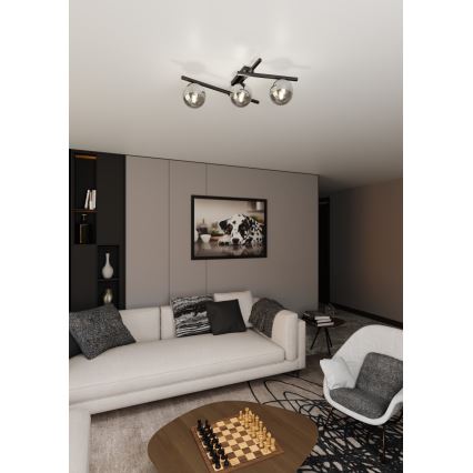 Плафон SMART 3xE14/10W/230V черен/сив