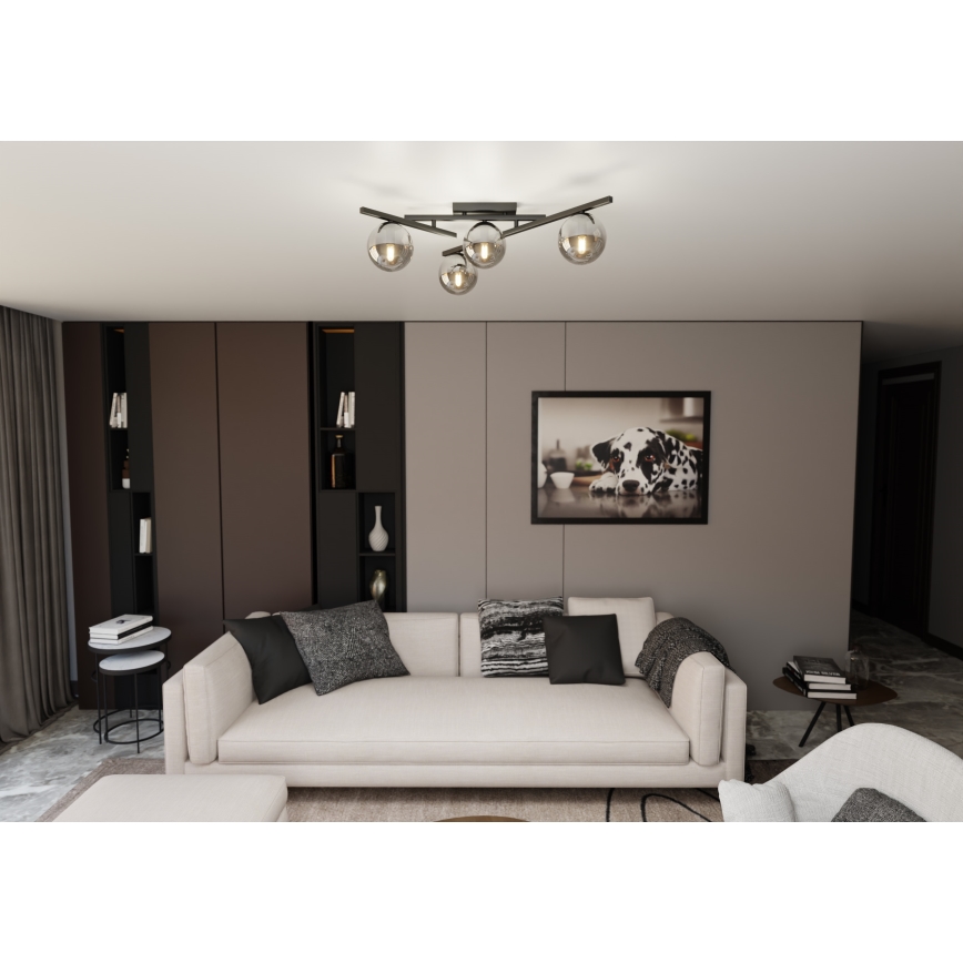 Плафон SMART 4xE14/10W/230V черен/сив