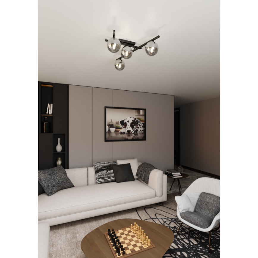 Плафон SMART 4xE14/10W/230V черен/сив