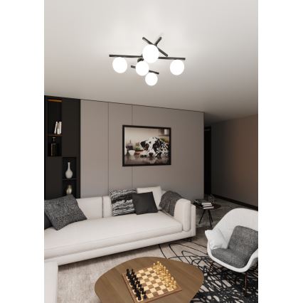 Плафон SMART 5xE14/10W/230V черен/бял