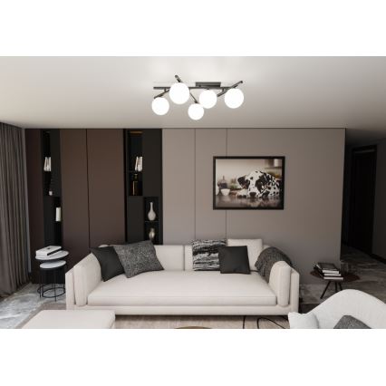 Плафон SMART 5xE14/10W/230V черен/бял