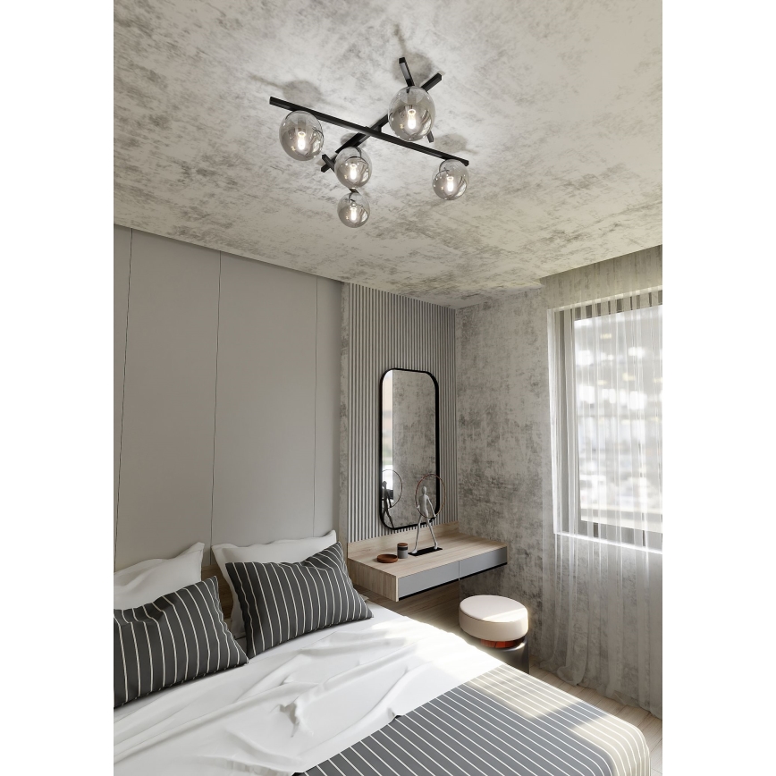 Плафон SMART 5xE14/10W/230V черен/сив