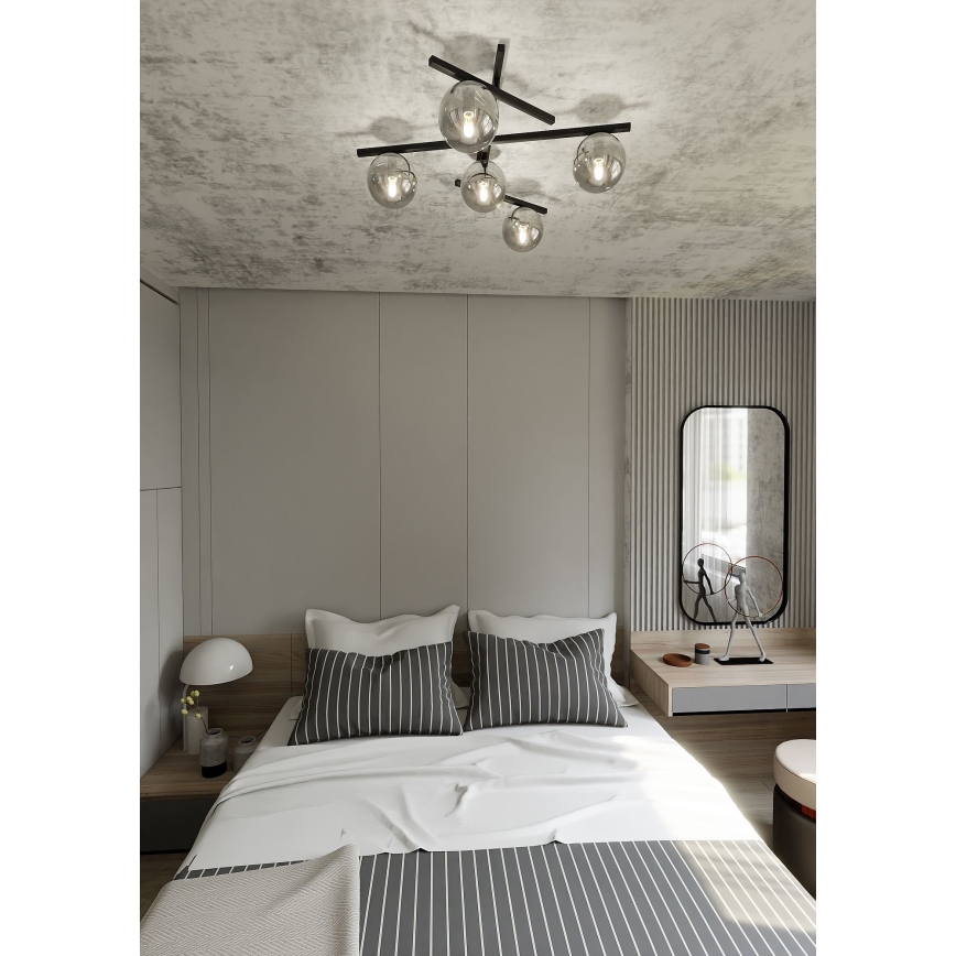 Плафон SMART 5xE14/10W/230V черен/сив