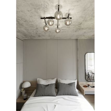 Плафон SMART 5xE14/10W/230V черен/сив