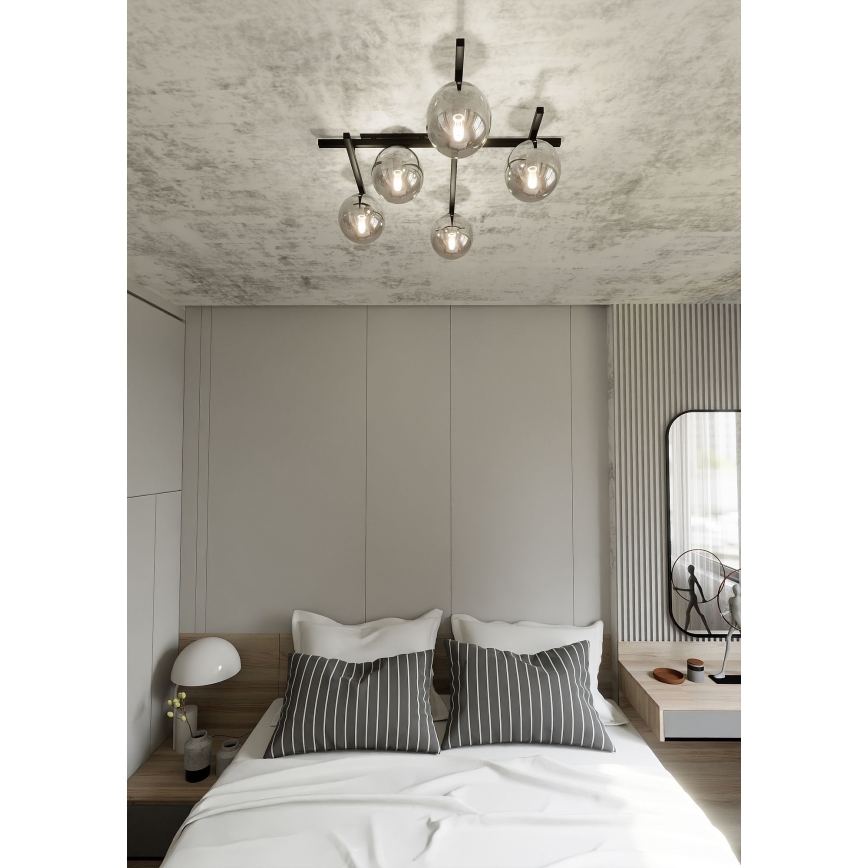 Плафон SMART 5xE14/10W/230V черен/сив