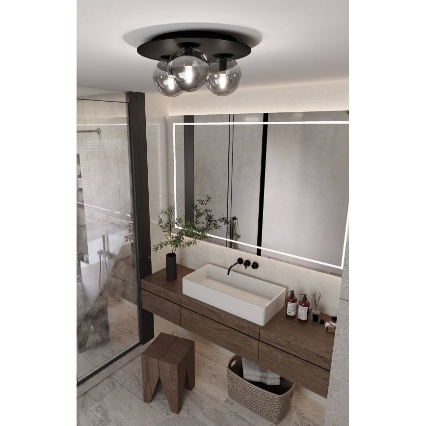 Плафон SOLAR 3xE14/10W/230V черен/сив