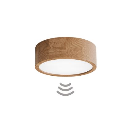Плафон със сензор CLEO, 2xE27/24W/230V, Ø 27,5 см, дъб