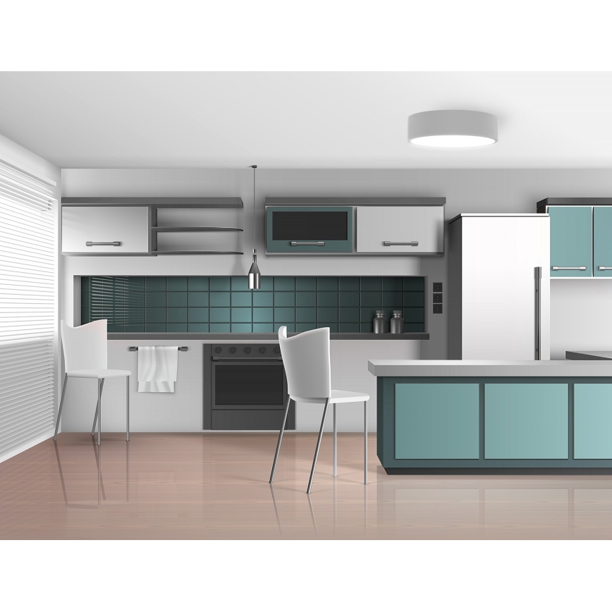 Таванно осветително тяло CLEO със сензор за движение и за здрач, 2xE27/24W/230V, Ø 30 см, сиво