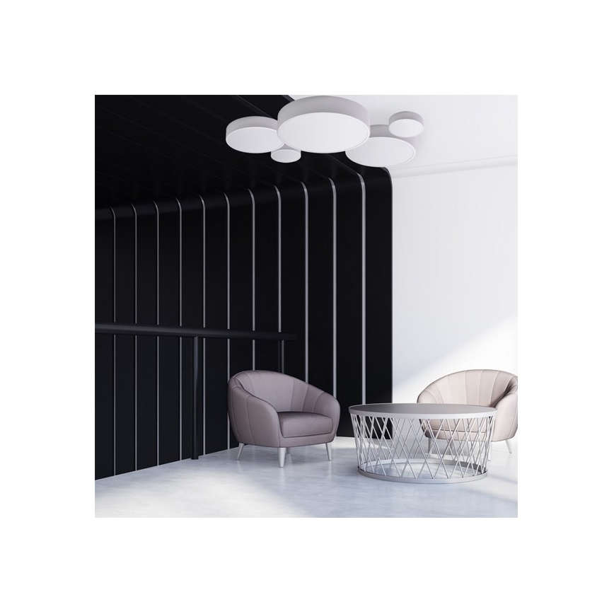 Таванно осветително тяло CLEO със сензор за движение и за здрач 3xE27/24W/230V Ø 40 см бяло