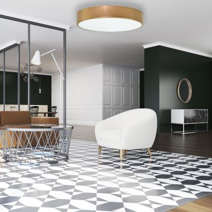 Таванно осветително тяло със сензор за движение и сумрак CLEO, 4xE27/24W/230V, Ø 50 см, златисто