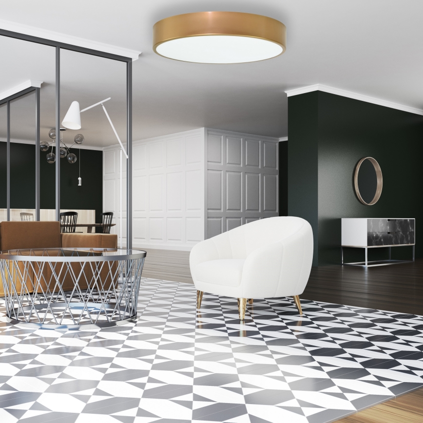 Таванно осветително тяло със сензор за движение и сумрак CLEO, 4xE27/24W/230V, Ø 50 см, златисто