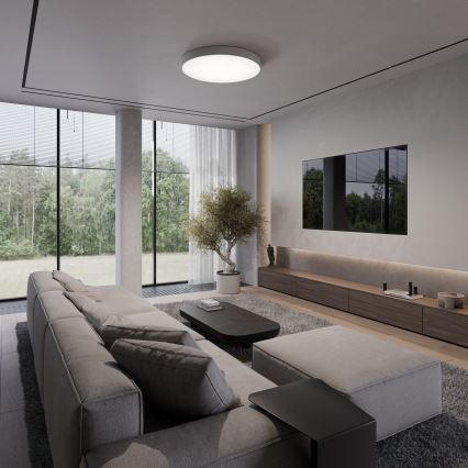 Таванно осветително тяло със сензор за движение и сумрак CLEO 5xE27/24W/230V Ø 60 cm сиво