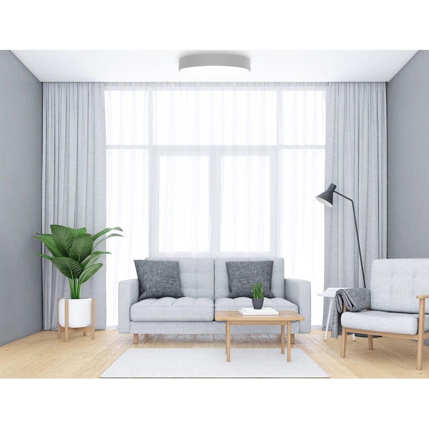 Таванно осветително тяло с датчик за движение и за здрач CLEO 6xE27/24W/230V Ø 80 cm сиво