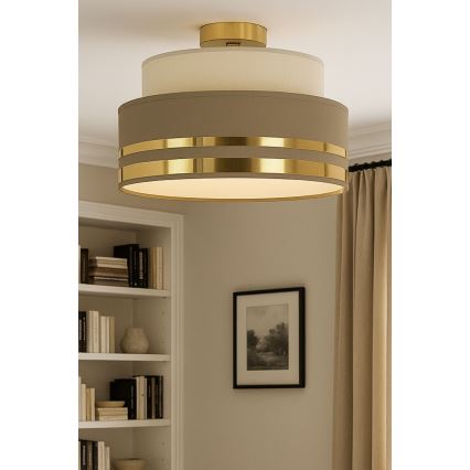 Плафон TAMI 1xE27/60W/230V бежов/кафяв/златист
