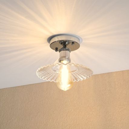 Плафон TRISH 1xE27/15W/230V лъскав хром/прозрачно стъкло