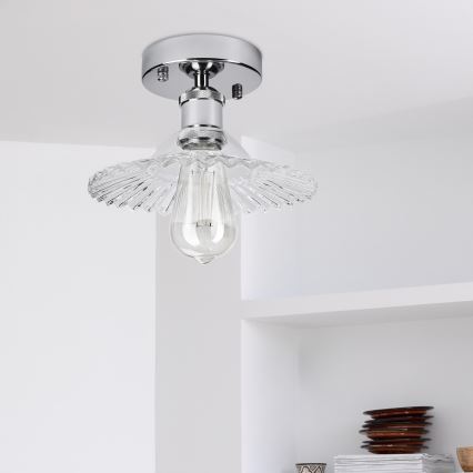 Плафон TRISH 1xE27/15W/230V лъскав хром/прозрачно стъкло