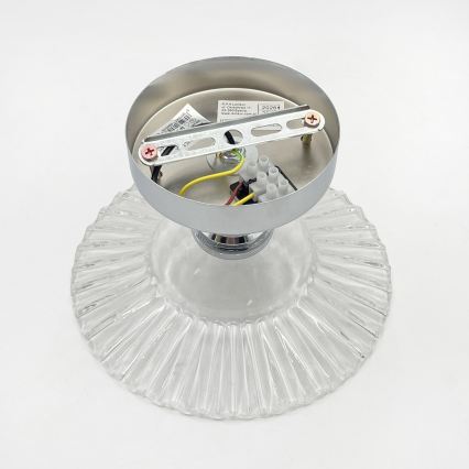 Плафон TRISH 1xE27/15W/230V лъскав хром/прозрачно стъкло