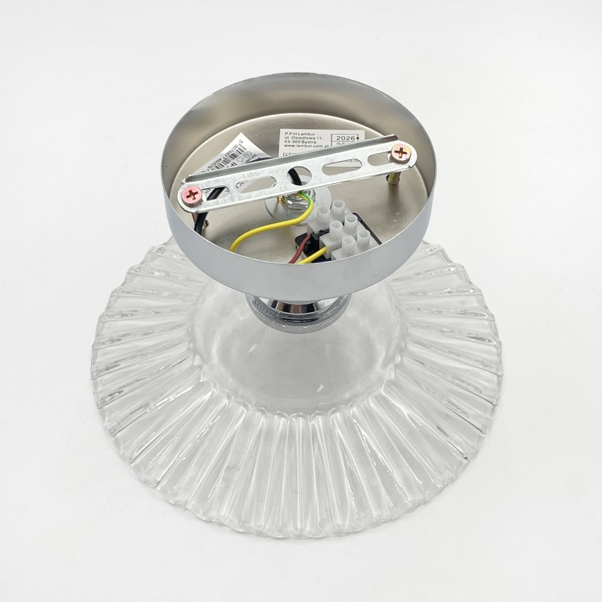 Плафон TRISH 1xE27/15W/230V лъскав хром/прозрачно стъкло