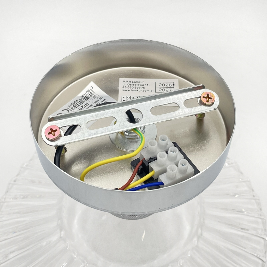 Плафон TRISH 1xE27/15W/230V лъскав хром/прозрачно стъкло