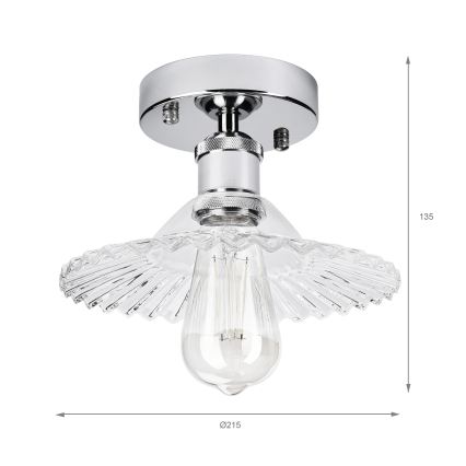 Плафон TRISH 1xE27/15W/230V лъскав хром/прозрачно стъкло