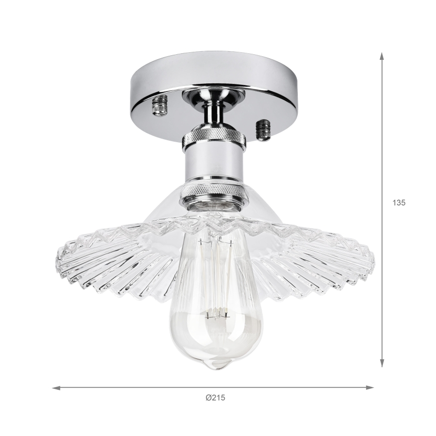 Плафон TRISH 1xE27/15W/230V лъскав хром/прозрачно стъкло