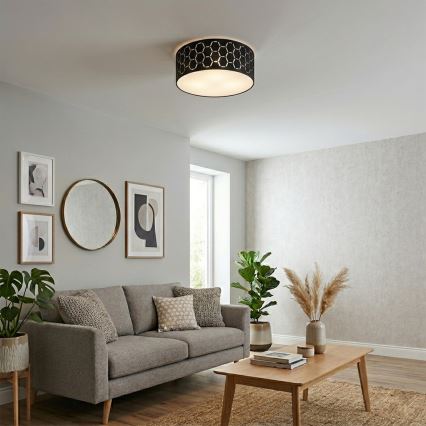 Плафон ULLE 1xE27/15W/230V Ø 35 см черен
