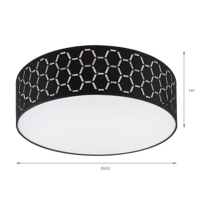 Плафон ULLE 2xE27/15W/230V, диаметър 45 см, черен