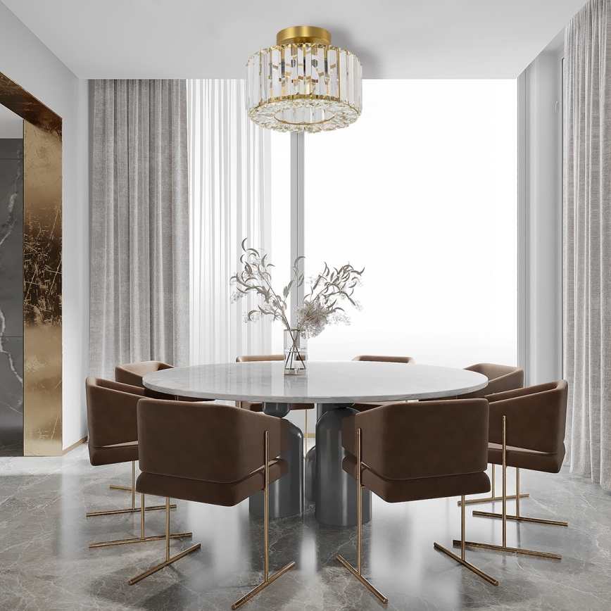 Плафон VETRO 1xE27/15W/230V Ø 24,5 cm златист