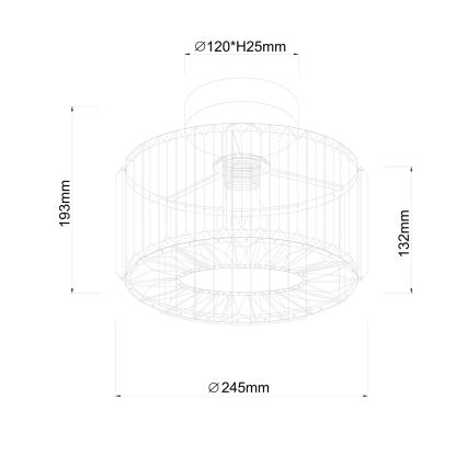 Плафон VETRO 1xE27/15W/230V Ø 24,5 cm златист