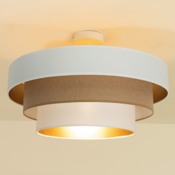 Плафон WENTA, 1xE27/60W/230V, Ø 50 см, бял/кафяв