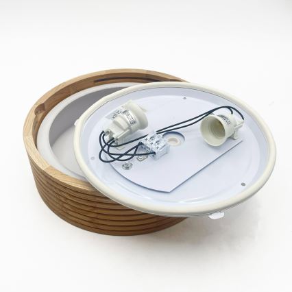 Плафон за баня LINARO 2xE27/15W/230V IP54, дъб, диаметър 27 см
