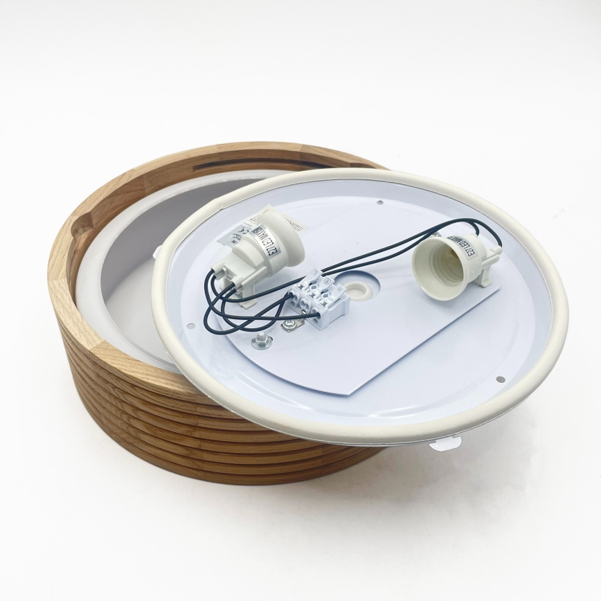 Плафон за баня LINARO 2xE27/15W/230V IP54, дъб, диаметър 27 см