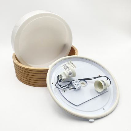 Плафон за баня LINARO 2xE27/15W/230V IP54, дъб, диаметър 27 см