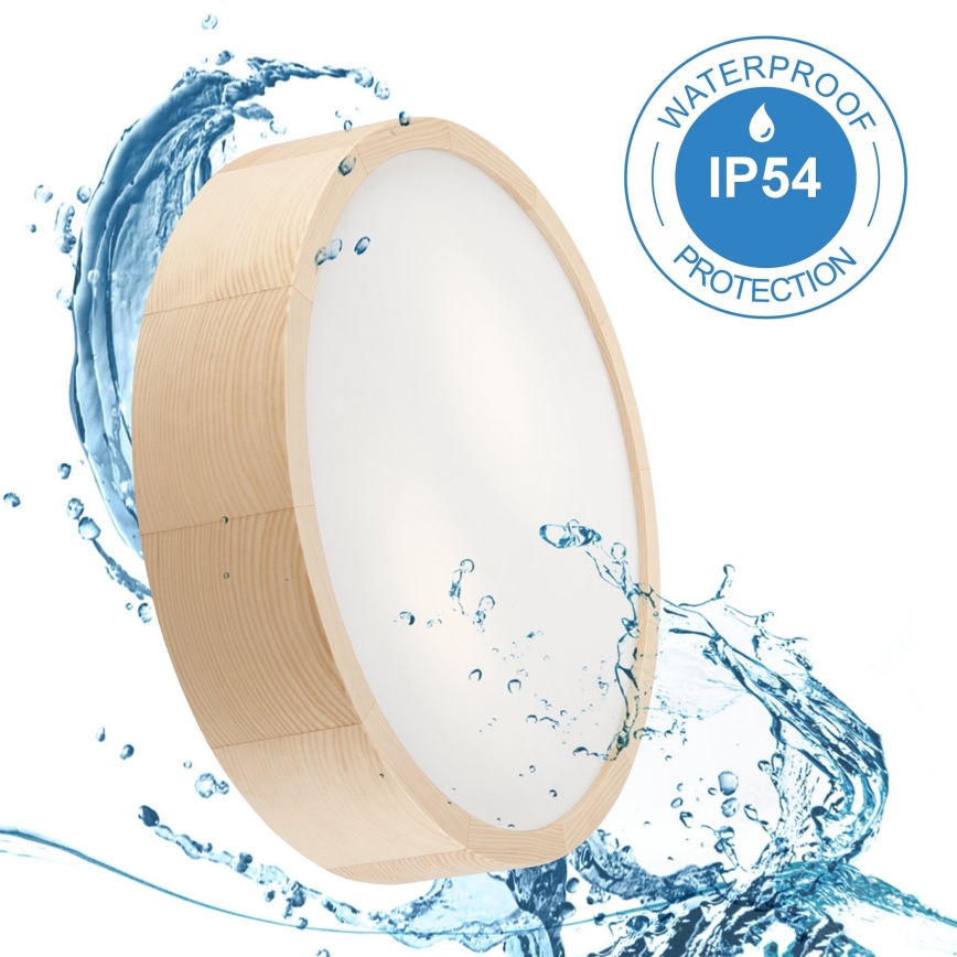 Плафон за баня NATURAL 3xE27/15W/230V IP54 бор ø 37 см - FSC сертифицирано