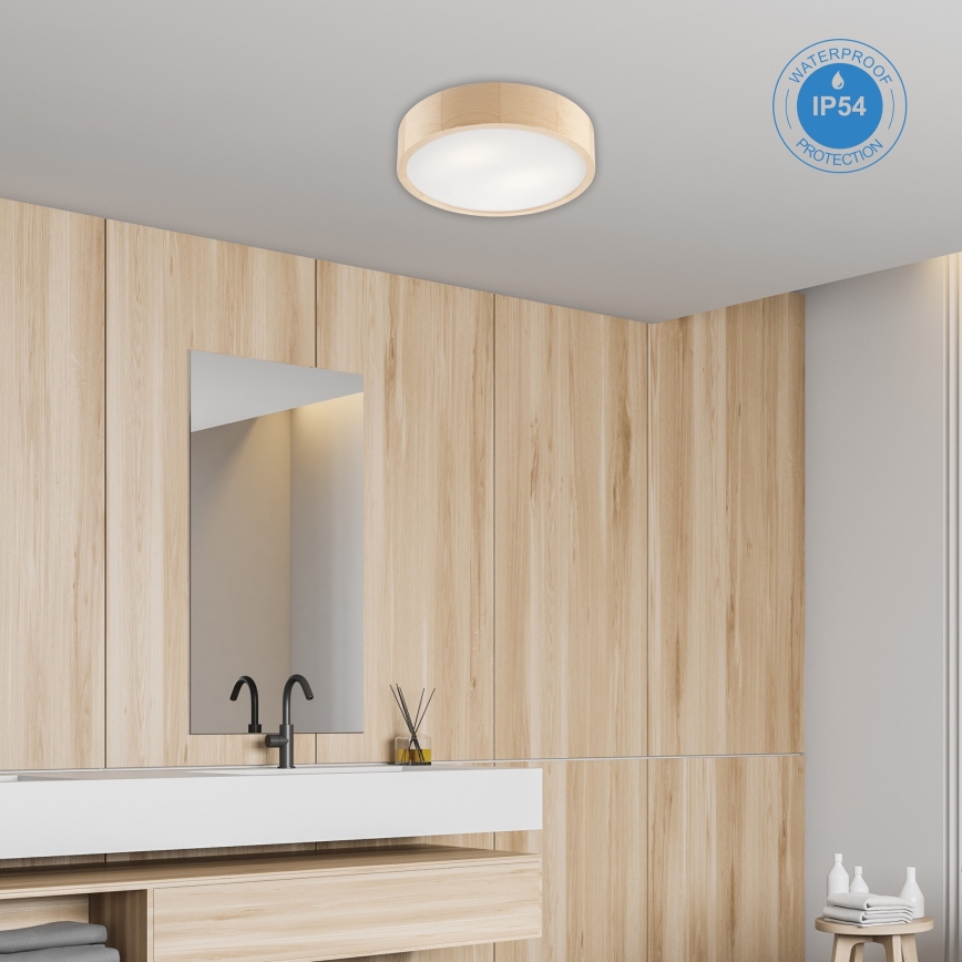 Плафон за баня NATURAL 3xE27/15W/230V IP54 бор ø 37 см - FSC сертифицирано