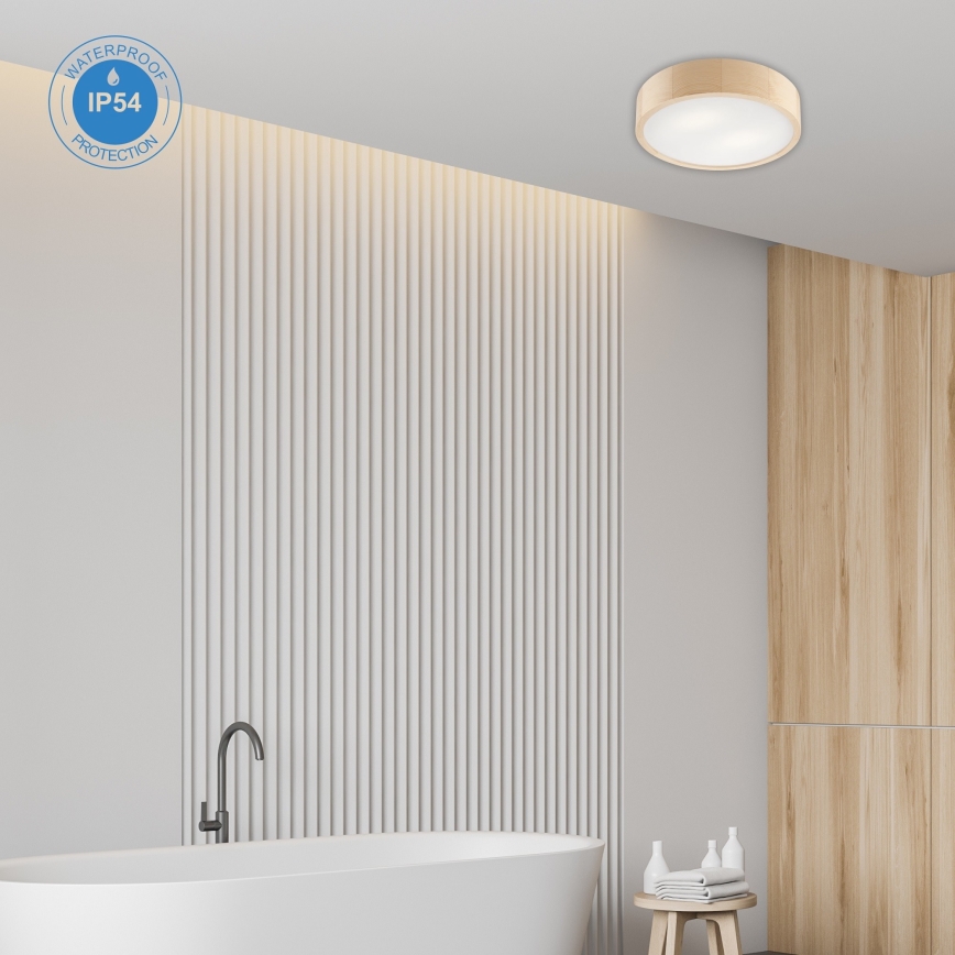 Плафон за баня NATURAL 3xE27/15W/230V IP54 бор ø 37 см - FSC сертифицирано