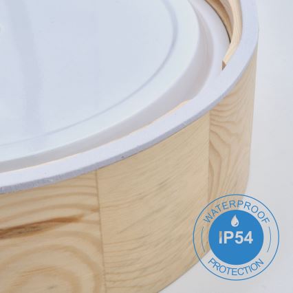 Плафон за баня NATURAL 3xE27/15W/230V IP54 бор ø 37 см - FSC сертифицирано