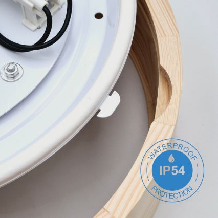 Плафон за баня NATURAL 3xE27/15W/230V IP54 бор ø 37 см - FSC сертифицирано
